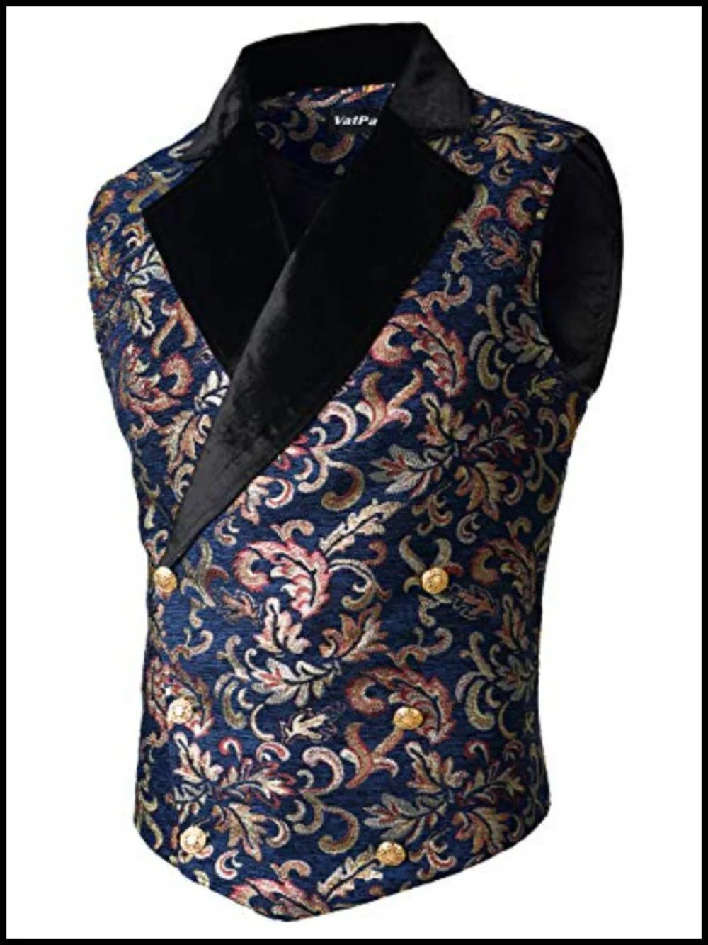 Men's Gothic Steampunk Double Breasted Vest Waistcoat Sleeveless V-Neck